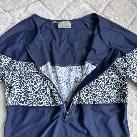 Athleta | Navy Half Zip Long Sleeve Rashguard Swimsuit Top | Size Small - Picture 5 of 8
